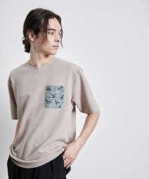 JUNRed(ジュンレッド)/吸水速乾・接触冷感/ウェーブワッフルポケットTシャツ/ベージュ（27）