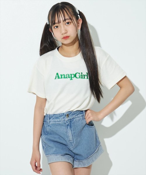 ANAP　GiRL(アナップガール)/カラー刺繍ロゴTシャツ/アイボリー