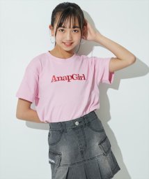 ANAP　GiRL(アナップガール)/カラー刺繍ロゴTシャツ/ピンク