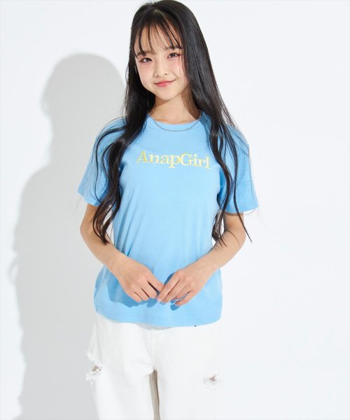 ANAP　GiRL(アナップガール)/カラー刺繍ロゴTシャツ/ブルー