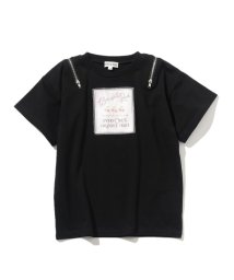 SHOO・LA・RUE(Kids) (シューラルーキッズ)/【110－140cm】肩ジップ使いスクエアプリントTシャツ/ブラック（019）