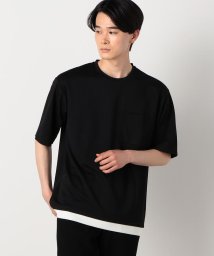 COMME CA ISM MENS(コムサイズム（メンズ）)/★ＴＶドラマ着用商品★ ストレッチポンチ フェイクレイヤード Ｔシャツ/ブラック