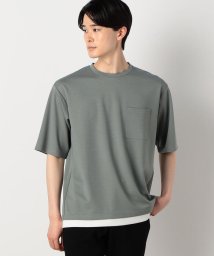 COMME CA ISM MENS(コムサイズム（メンズ）)/★ＴＶドラマ着用商品★ ストレッチポンチ フェイクレイヤード Ｔシャツ/グリーン