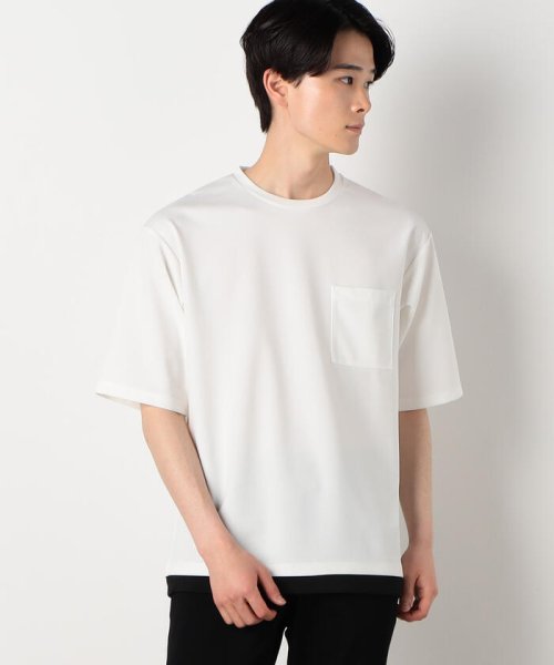 COMME CA ISM MENS(コムサイズム（メンズ）)/★ＴＶドラマ着用商品★ ストレッチポンチ フェイクレイヤード Ｔシャツ/ホワイト