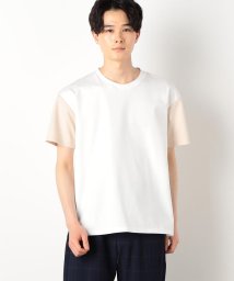  COMME CA COMMUNE(コムサコミューン)/シルキーポンチ 袖配色 Ｔシャツ/ホワイト