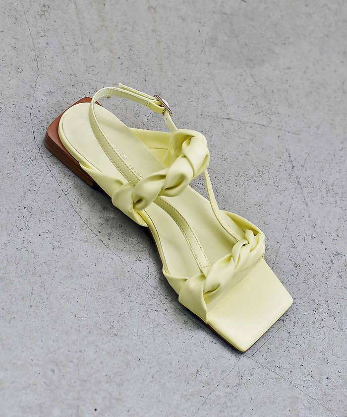 AuBANNISTER ツイストフラットサンダル レモン 39 AuBANNISTER ツイストフラットサンダル レモン 39