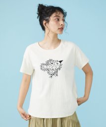 Jocomomola(ホコモモラ)/Buen viaje 鳥刺繍Tシャツ/アイボリー