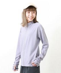 devirock(デビロック)/大人 袖シャーリング 長袖ジップラッシュガード 子供服 キッズ 女の子 水着 プールグッズ 長袖ラッシュガード /パープル