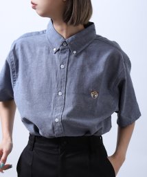 ZIP FIVE(ジップファイブ)/動物刺繍半袖オックスフォードボタンダウンシャツ/ネイビー系2