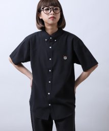 ZIP FIVE(ジップファイブ)/動物刺繍半袖オックスフォードボタンダウンシャツ/ブラック系2