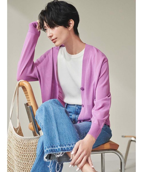 Mila Owen 2wayシャツセットアップ 紫 薄手 マキシスカート