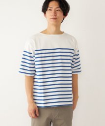 SHIPS Colors  MEN(シップスカラーズ　メン)/SHIPS Colors: バスクボーダー ５分袖 Tシャツ/ブルー