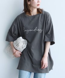 reca(レカ)/筆記体プリントロゴ半袖Ｔシャツ(R23141－k)/チャコールグレー