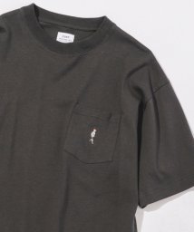 coen(coen)/ワンポイントアメトラ刺繍Tシャツ/DKGRAY