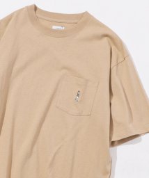 coen(coen)/ワンポイントアメトラ刺繍Tシャツ/BEIGE