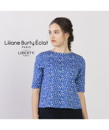 Liliane Burty ECLAT(リリアンビューティエクラ)/【S・Mサイズ】リバティ　配色デザイン　プルオーバーTシャツ/ブルー
