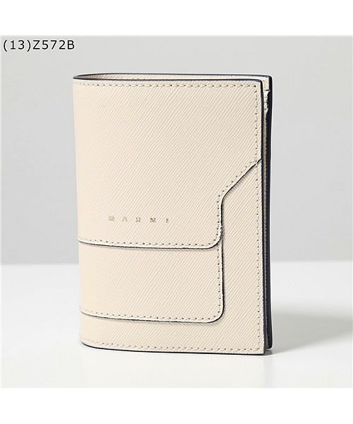 MARNI(マルニ)/【MARNI(マルニ)】PFMOQ14U13 LV520 Z273I レザー 二つ折り財布 ミニ財布 スモール 豆財布 レディース/ホワイト系