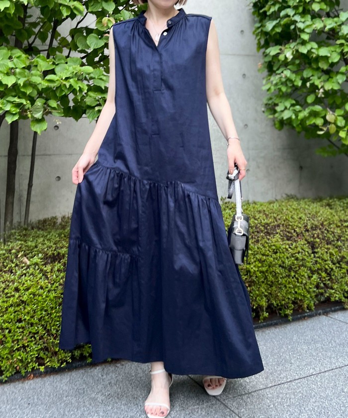 ◇【WEB限定】コットンサテンティアードワンピース