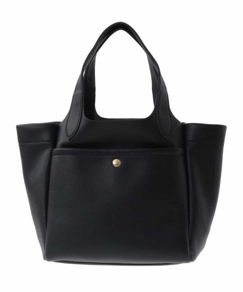 MK MICHEL KLEIN BAG(エムケーミッシェルクランバッグ)/【2WAY】【ペットボトルホルダー付き】フェイクレザーミニトートバッグ/ブラック