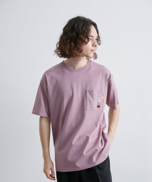 JUNRed(ジュンレッド)/エシカルモチーフハーフスリーブTシャツ/ピンク（63）