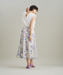 GRACE CONTINENTAL(グレースコンチネンタル)/ラメチュール刺繍フレアスカート/ホワイト