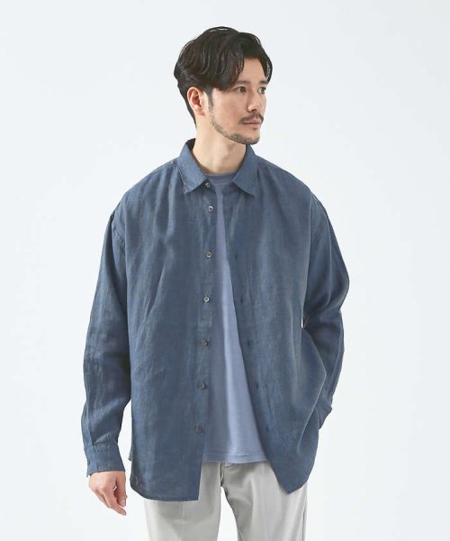 ABAHOUSE(ABAHOUSE)/【LUXE Linen Solaro】長袖 リネンシャツ/ネイビー