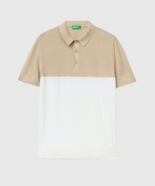 BENETTON (mens)(ベネトン（メンズ）)/コットンニットポロシャツ/ベージュ