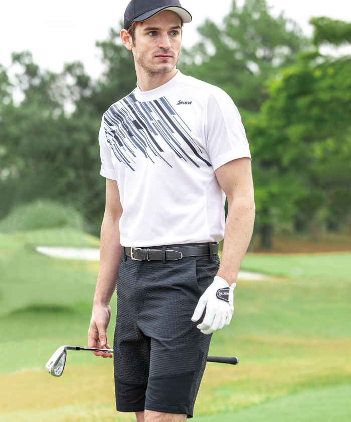 スリクソン（SRIXON）（メンズ）ゴルフウェア 吸汗 速乾 モックネック バイアスプリント 半袖シャツ RGMVJA16