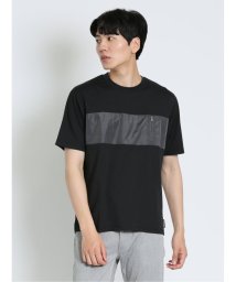 TAKA-Q(タカキュー)/異素材切替 クルーネック 半袖 メンズ Tシャツ カットソー カジュアル インナー ビジネス ギフト プレゼント/ブラック