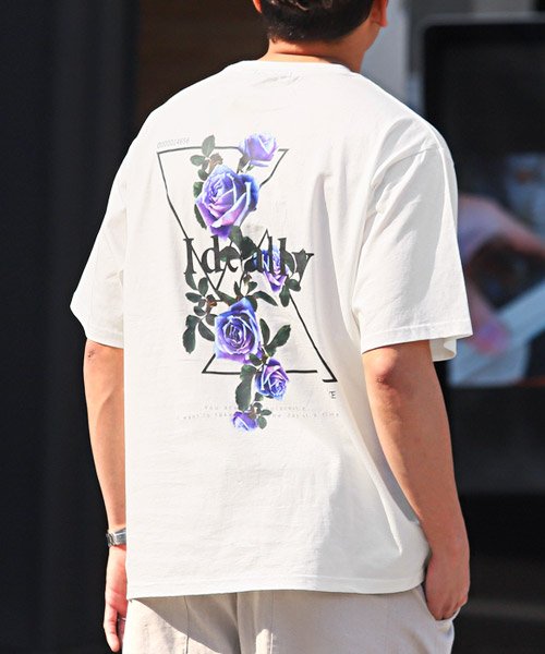 LUXSTYLE(ラグスタイル)/フラワープリント半袖ビッグTシャツ/Tシャツ 半袖 半袖Tシャツ 花柄 フラワー バックプリント メンズ/ホワイト