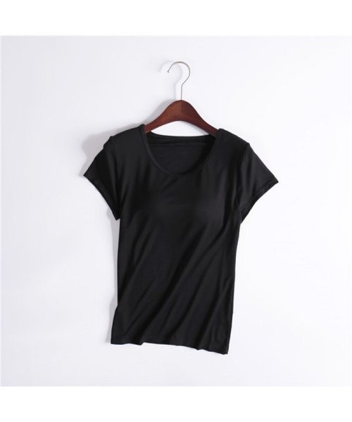 BACKYARD FAMILY(バックヤードファミリー)/Tシャツ ルームウェア カップ付 ヨガウェア tsy013/ブラック
