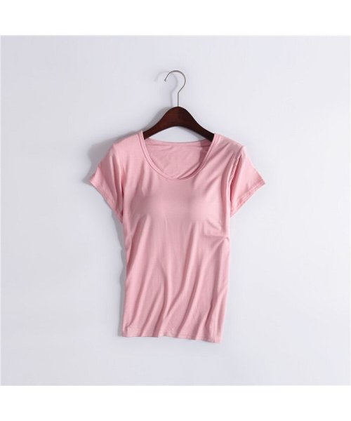 BACKYARD FAMILY(バックヤードファミリー)/Tシャツ ルームウェア カップ付 ヨガウェア tsy013/ピンク