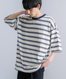 Rocky Monroe(ロッキーモンロー)/ボーダーT 半袖Tシャツ クルーネック メンズ レディース レトロ マルチボーダー 綿 コットン ビッグシルエット オーバーサイズ カジュアル アメカジ ストリ/オフホワイト系