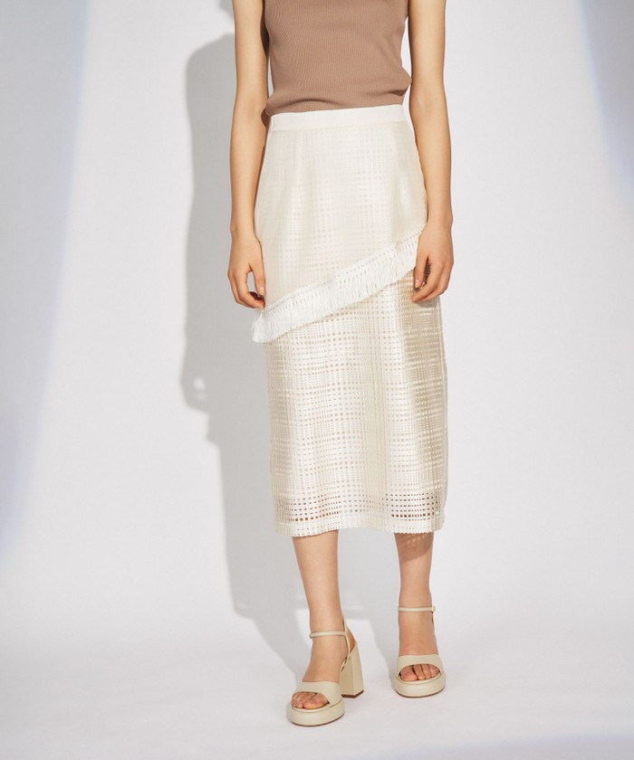 GRACECONTINENTAL メッシュフリンジスカート キナリ 36