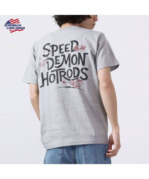 JEMORGAN(ジェーイーモーガン)/DEMONバックヴィンテージプリント胸ワッペンTシャツ【JEMORGAN/ジェーイーモーガン】/杢グレー