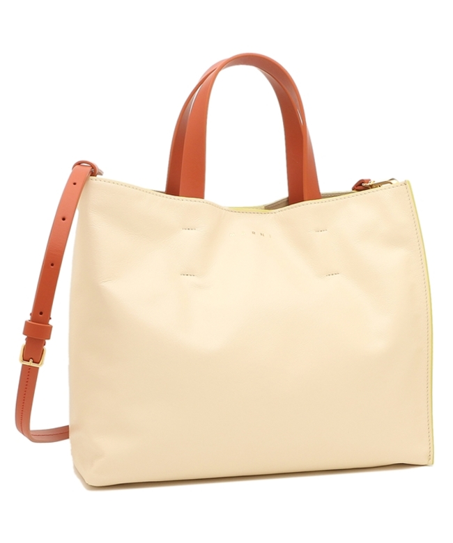 【新品未使用】 MARNI マルニ トート ショルダー ハンドバッグ レザー製 MUSEO SOFTバッグ SHMP0069U0 P2644 【TALC/LIGHT LIME/TABASCO】