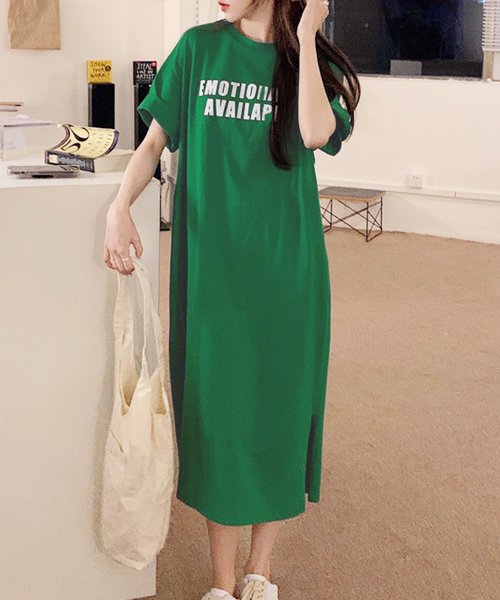 半袖ロゴ付きロングワンピース レディース 10代 20代 30代 春服 夏 韓国ファッション カジュアル 夏ワンピース ストリート 大きいサイズ 人気・おすすめ｜多用途・生活用品におすすめ キャンペーン中 即納 即日発送サービス