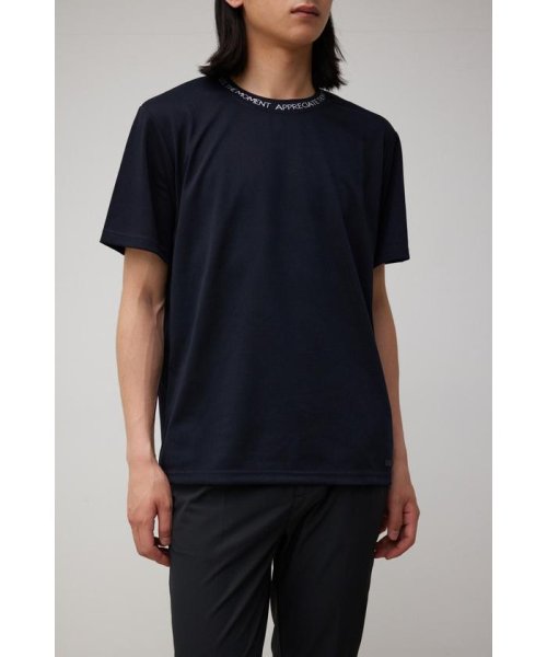 AZUL by moussy(アズールバイマウジー)/NECK JACQUARD LOGO TEE/BLK