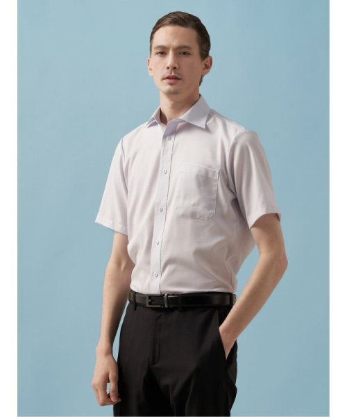 TAKA-Q(タカキュー)/形態安定 吸水速乾 スタンダードフィット ワイドカラー 半袖 シャツ メンズ ワイシャツ ビジネス yシャツ 速乾 ノーアイロン 形態安定/パープル