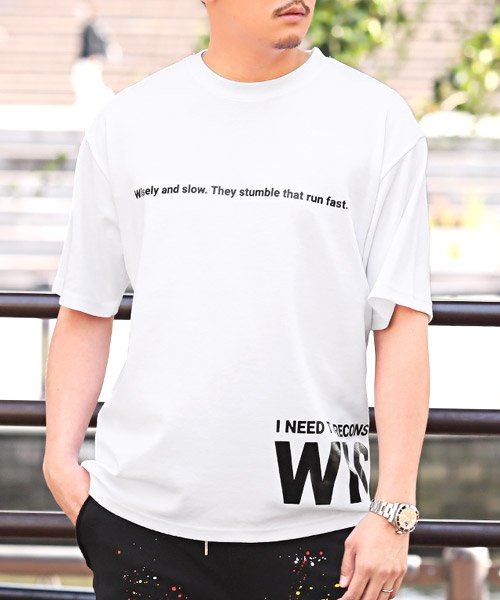 LUXSTYLE(ラグスタイル)/ポンチ光沢ロゴプリント半袖ビッグTシャツ/Tシャツ メンズ レディース 半袖 半袖Tシャツ ビッグシルエット/ホワイト