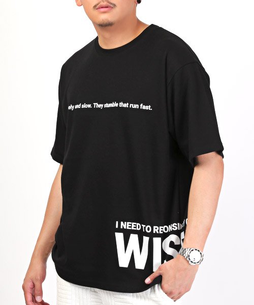 LUXSTYLE(ラグスタイル)/ポンチ光沢ロゴプリント半袖ビッグTシャツ/Tシャツ メンズ レディース 半袖 半袖Tシャツ ビッグシルエット/ブラック