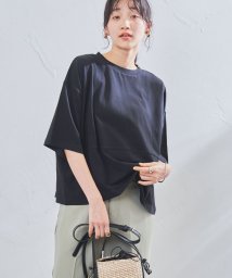 coen(coen)/梨地リラックスワイドTシャツ/BLACK