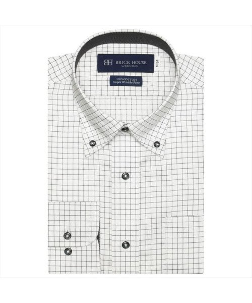 TOKYO SHIRTS(TOKYO SHIRTS)/【超形態安定】 ボタンダウンカラー 長袖 形態安定 ワイシャツ 綿100%/クロ・グレー