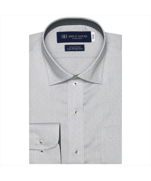 TOKYO SHIRTS(TOKYO SHIRTS)/【超形態安定】 ワイドカラー 長袖 形態安定 ワイシャツ 綿100%/クロ・グレー