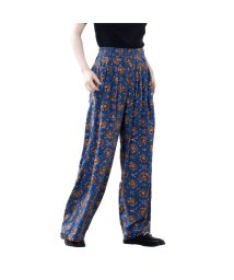 MAC HOUSE(women)(マックハウス（レディース）)/NAVY ネイビー インドファブリック レーヨン総柄パンツ 588－5250/ブルー