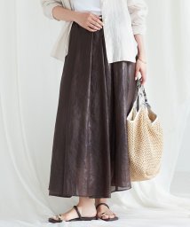 NIJYUSANKU（SMALL SIZE）(23区（小さいサイズ）)/【洗える】グロッシーボイル タック スカート/ダークブラウン系