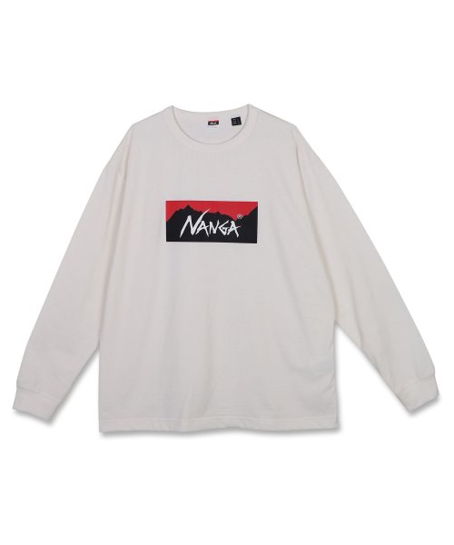 NANGA(ナンガ)/ NANGA ナンガ Tシャツ 長袖 ロンT エコ ハイブリッド ボックスロゴ メンズ ECO HYBRID BOX LOGO LS TEE ブラック ホワイト/ホワイト