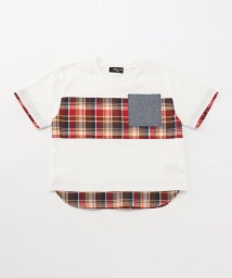 COMME CA ISM KIDS(コムサイズム（キッズ）)/マドラスチェック　半袖Tシャツ/レッド