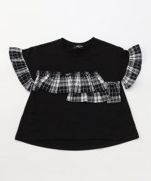 COMME CA ISM KIDS(コムサイズム（キッズ）)/マドラスチェック　フリル半袖Tシャツ/ブラック