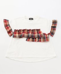 COMME CA ISM KIDS(コムサイズム（キッズ）)/マドラスチェック　フリル半袖Tシャツ/レッド